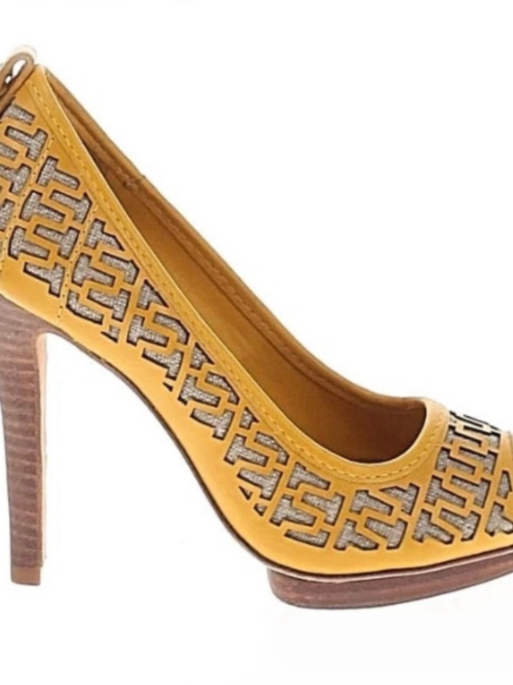 Tory Burch Yellow Leather Cutout High Heel Pumps